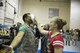 Airman 1st Class Krystal Conkling, then 50th Space Wing, smashes a pie in the face of Col. Jason Janaros, 50th Mission Support Group commander, during last year’s combat dining out at Schriever Air Force Base, Colorado, April 15, 2016. This year’s event will be Star Wars and Star Trek-themed and is open to the whole wing. (U.S. Air Force photo/Tech. Sgt. Julius Delos Reyes)