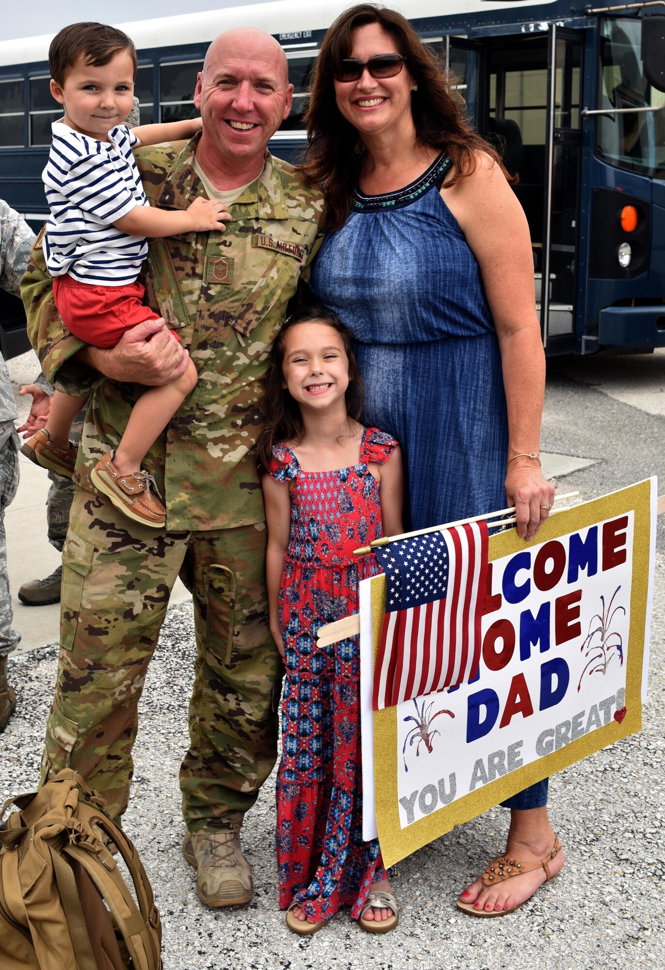 Approximately thirty Citizen Airman from the 920th Rescue Wing returned home from Afghanistan June 6 after providing personnel recovery support to ongoing operations for the last four months. Families, friends and pets gathered on base to greet their loved ones. (U.S. Air Force photo by Senior Airman Brandon Kalloo Sanes)
