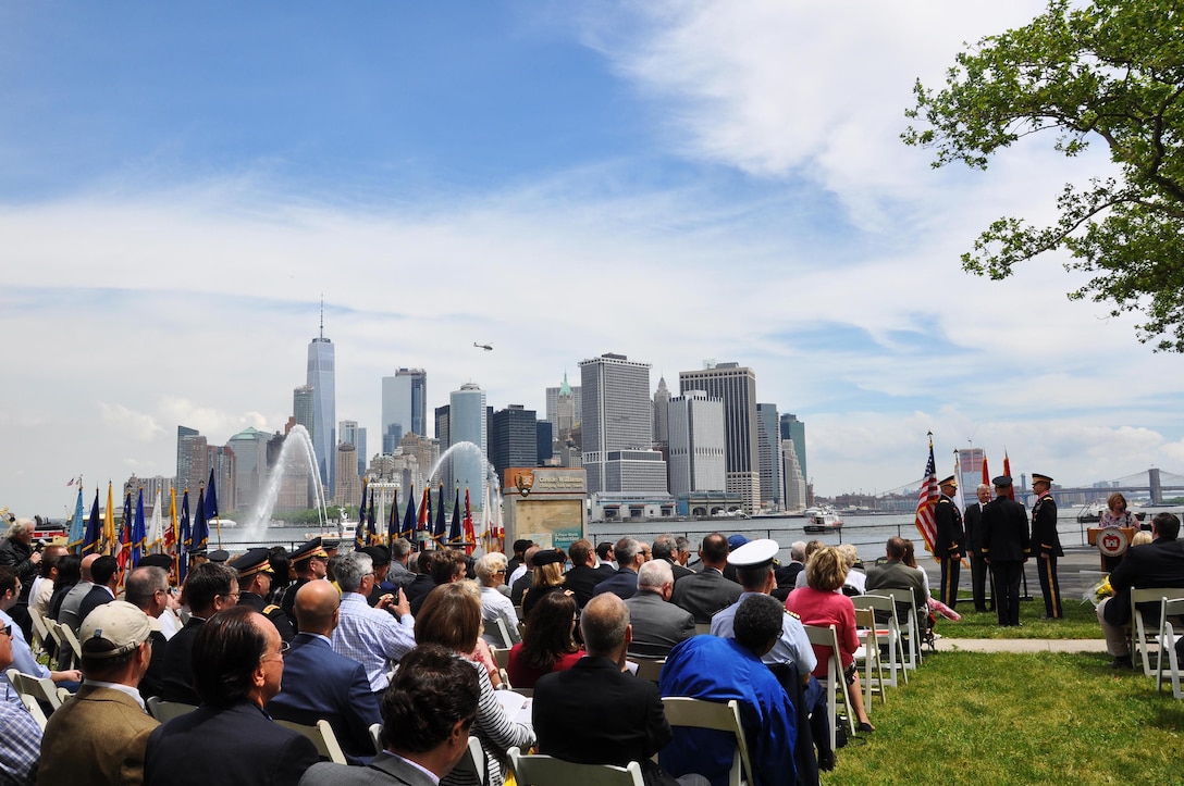 The unit’s colors are passed on June 8, 2017 at New York District's change of command ceremony held adjacent to the historic Castle Williams on Governors Island, New York City.  