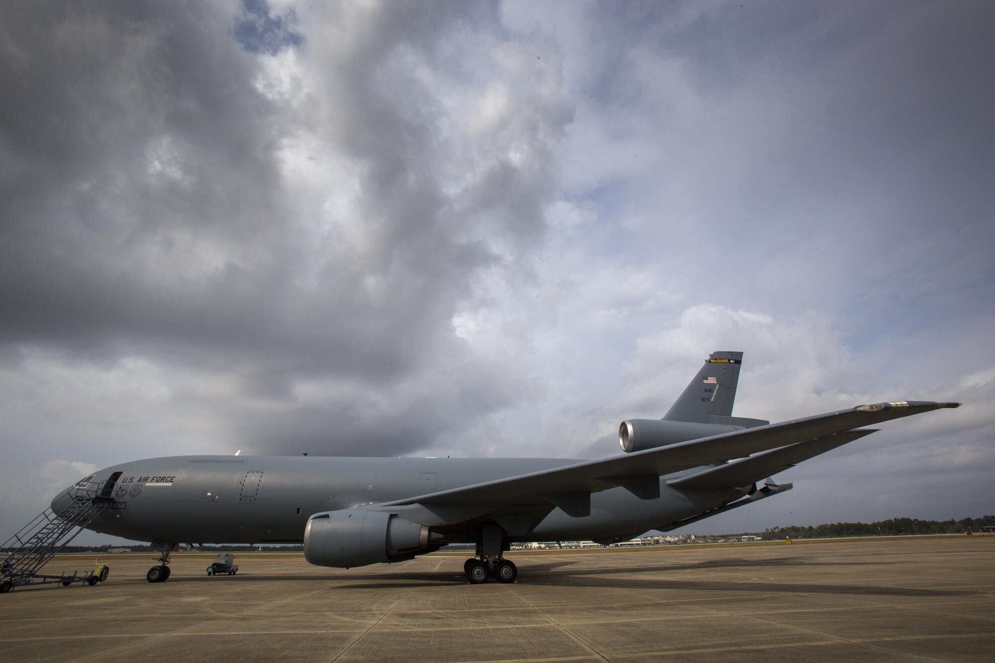 A KC-10 Extender with the 305th Air Mobility Wing is parked on the flight line at the Combat Readiness Training Center at Gulfport, Miss., in support of Crisis Response '17 March 5, 2017. Close to 700 Air Mobility Command Airmen with the 514th Air Mobility Wing, the 305th Air Mobility Wing, the 87th Air Base Wing, and the 621st Contingency Response Wing are participating in the mobilization exercise. (U.S. Air Force photo by Master Sgt. Mark C. Olsen/Released