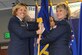 Brig. Gen. Ellen Moore (left), the HQ ARPC commander, passes the HQ RIO guidon to the organization's new commander, Col. Kelli B. Smiley, during a change of command ceremony, June 12. Smiley comes to HQ RIO after previously serving as the director of Total Force Services at HQ ARPC, which is responsible for providing personnel support to over 1 million Air Force Reserve, Air National Guard and retired Airmen.