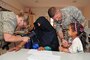 Airman 1st Class Candice Bridgewater, a medical technician with the 151st Medical Group, and Maj. David Farnsworth, a flight surgeon with the 151st MDG, provide medical care in Tagmout, Morocco on April 23, 2017. (U.S. Air National Guard photo by Tech. Sgt. Annie Edwards)