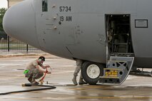 U.S. Air Force Reserve Staff Sgt. Mason Deal, crew chief, 913th Maintenance Squadron connects ground wires to a C-130J Super Hercules prior to connecting external power during exercise Prime Horizon June 3, 2017, at Keesler Air Force base, Miss. Maintainers from the 913 MXS provided support to aircraft at Keesler and Little Rock AFB, Ark., during the 913th Airlift Group’s first readiness exercise with took place simultaneously at both bases. (U.S. Air Force photo by Master Sgt. Jeff Walston/Released)