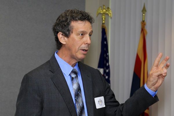 Chief Engineer and General Manager of the Flood Control District of Maricopa County Bill Wiley welcomes staff and flood directors from 12 of 15 counties to the inaugural Arizona Flood Control District Directors meeting with the U.S. Army Corps of Engineers Los Angeles District June 8.