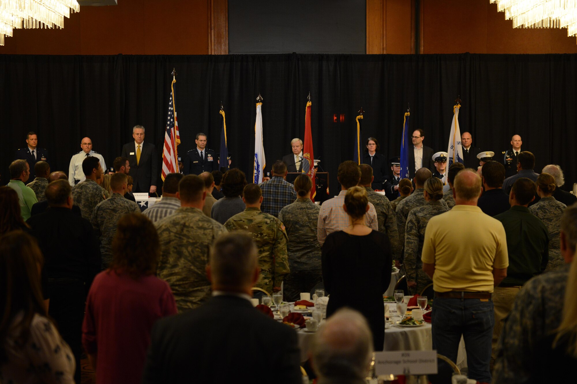 Joint Base Elmendorf-Richardson service members attended a military appreciation luncheon hosted by the Anchorage Chamber of Commerce at the Hotel Captain Cook, June 12, 2017. This was the 24th annual luncheon which serves as a way for the community to show support for Alaska service members.