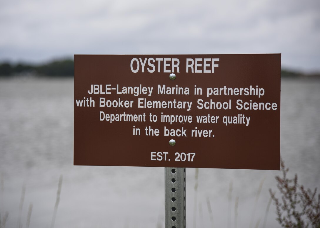 Students from Booker Elementary School plant oysters at Joint Base Langley-Eustis, Va., June 8, 2017. The goal with planting the oysters was for them to multiply into a healthy new oyster rock and ecosystem which in turn creates a healthier bay. (U.S. Air Force photo/Airman 1st Class Anthony Nin Leclerec)