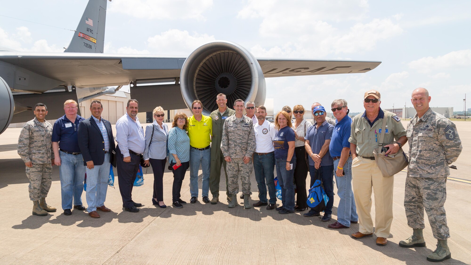 Civic leaders from the South Florida area pose for a group picture with 10th Air Force commander Maj. Gen. Ronald Miller after a two-day civic leader tour to Naval Air Station Joint Reserve Base- Fort Worth, Texas on May 31-June 1.