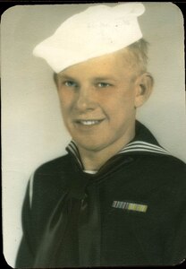 Ernie Schramm's official Navy portrait. Schramm served during World War II as a gunner's mate. 
