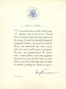 President Harry Truman's letter to Ernie Schramm