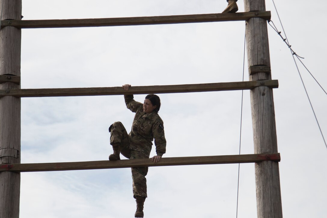 Staff Sgt. Marcy DiOssi a bridge crewmember representing the 80th Training Command (TASS), competes in the Air Assault Course at the 2017 U.S. Army Reserve Best Warrior Competition at Fort Bragg, N.C. June 13. This year’s Best Warrior Competition will determine the top noncommissioned officer and junior enlisted Soldier who will represent the U.S. Army Reserve in the Department of the Army Best Warrior Competition later this year at Fort A.P. Hill, Va. (U.S. Army Reserve photo by Staff Sgt. Kevin McSwain) (Released)