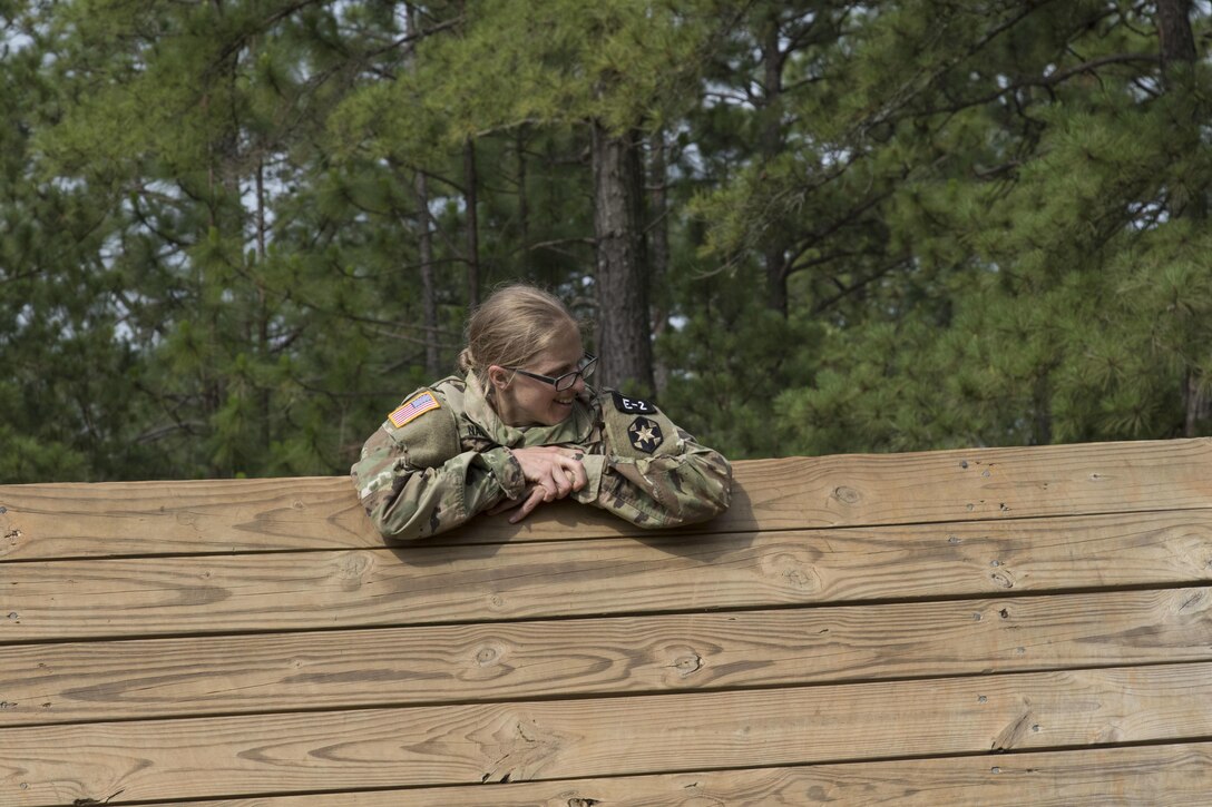 Spc.Katie Nadeau a healtcare specialist representing the 3rd Medical Command (Deployment Support), competes in the Air Assualt Course at the 2017 U.S. Army Reserve Best Warrior Competition at Fort Bragg, N.C. June 13. This year’s Best Warrior Competition will determine the top noncommissioned officer and junior enlisted Soldier who will represent the U.S. Army Reserve in the Department of the Army Best Warrior Competition later this year at Fort A.P. Hill, Va. (U.S. Army Reserve photo by Staff Sgt. Kevin McSwain) (Released)