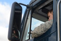 Senior Airman Damien White, 91st Missile Maintenance Squadron missile maintenance team member, performs a vehicle break check at Minot Air Force Base, N.D., May 30, 2017. The missile maintenance team performed payload transporter maintenance in preparation for Global Strike Challenge 2017. (U.S. Air Force photo/Airman 1st Class Jonathan McElderry)