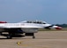 Thunderbird 8, the advance aircraft for the U.S. Air Force Thunderbirds demonstration team, taxis at Youngstown Air Reserve Station, June 14, 2017. The U.S. Air Force Thunderbirds demonstration team is scheduled to perform at Thunder Over the Valley Air Show, June 17-18. (U.S. Air Force photo/Senior Airman Joshua Kincaid)