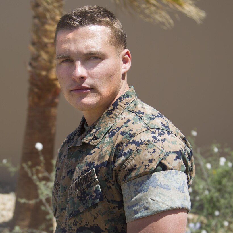 Lance Cpl. Kyle Cavatorta has been playing hockey for 13 years. He joined the Marine Corps to experience the unique lifestyle and gain skills through hands-on learning. (U.S. Marine Corps photo by Sgt. Connor Hancock)