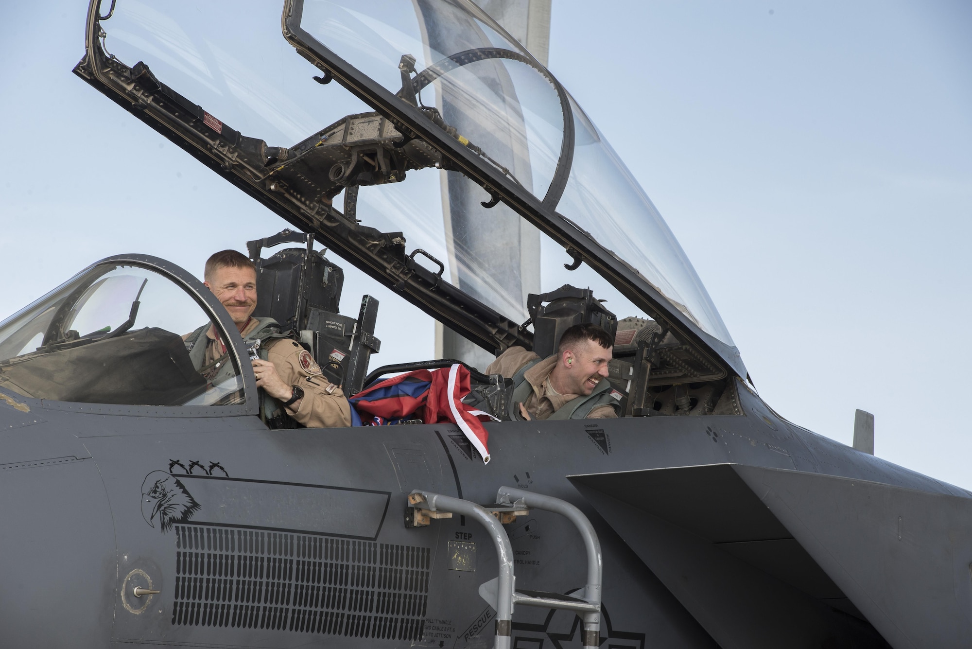 Lt Col. Gary Marlowe, 389th Fighter Squadron commander sees his family as he returns from a deployment April 2017, at Mountain Home Air Force Base, Idaho. The six month deployment was incredibly successful for the 389th, where they dropped the most munitions of any single absent deployment in history. 