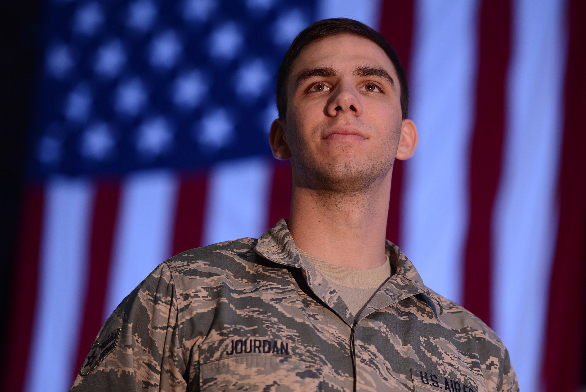 Airman 1st Class Joshua Jourdan, 627th Logistics Readiness Squadron deployment specialist, poses for a photo June 13, 2017, at Joint Base Lewis-McChord, Wash. Jourdan gave life-saving care to a Team McChord Airman June 5, 2017, by performing the Heimlich maneuver. (U.S. Air Force photo/Senior Airman Jacob Jimenez)   