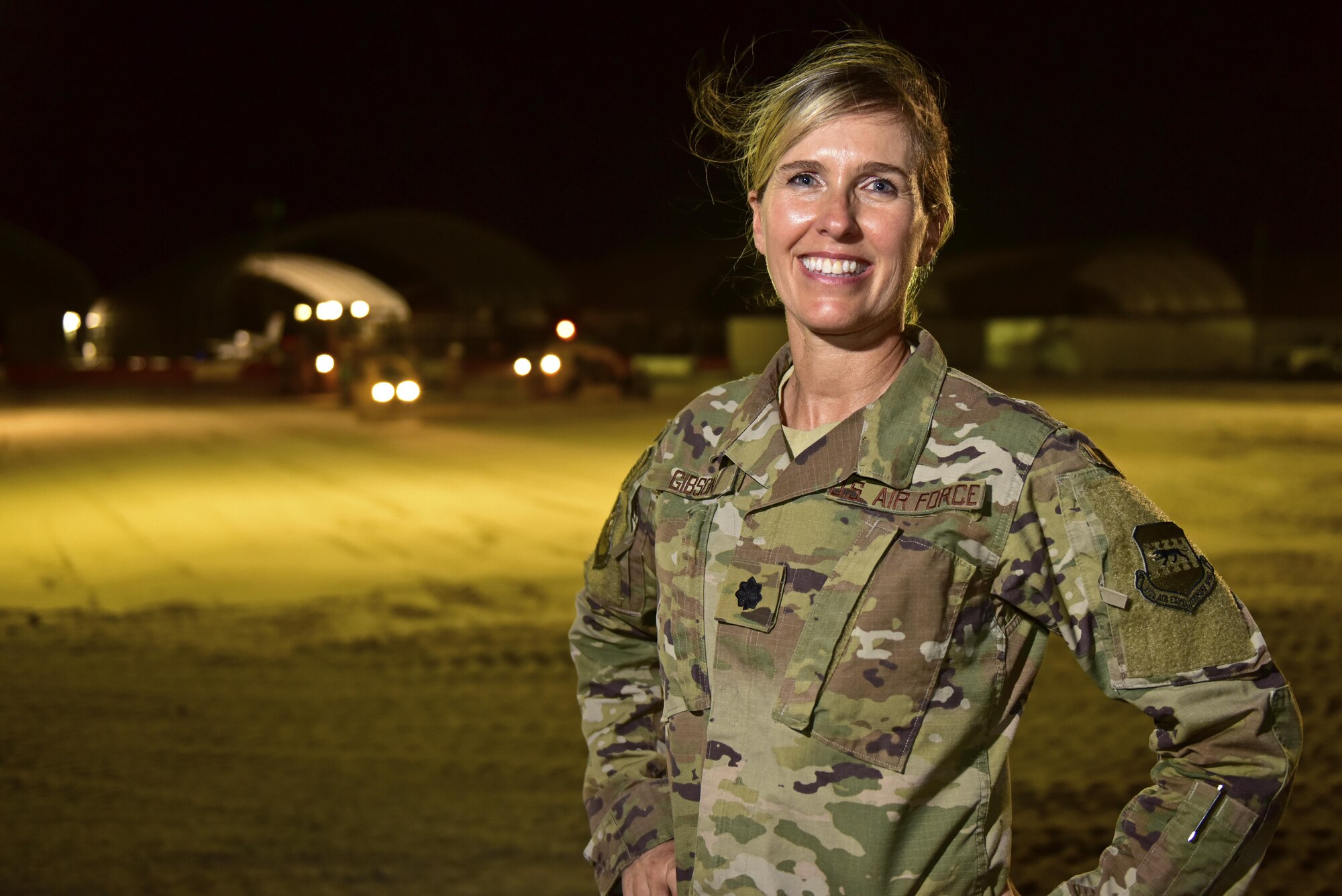 Lt. Col. Heidi Gibson, 407th Expeditionary Civil Engineer Squadron commander, poses for a photo June 7, 2017, at the 407th Air Expeditionary Group in Southwest Asia. Gibson enlisted in the California Air National Guard in 1986 then later commissioned. She has had success in her civilian and military career, holding the titles of principal in her very own architecture firm and field grade officer with the Air National Guard as the 163rd Civil Engineer Squadron commander at March Air Reserve Base, Calif. (U.S. Air force photo by Senior Airman Ramon A. Adelan)