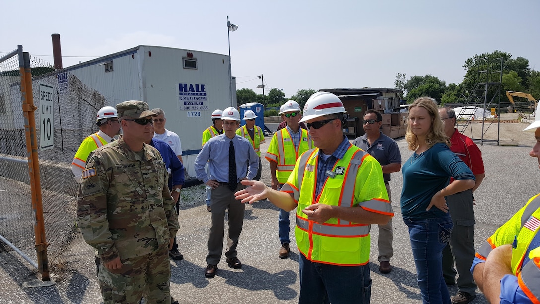 On June 14, 2017, USACE Philadelphia District and Kansas City District leadership participated in a tour of the Welsbach & General Gas Mantle Superfund Site in Gloucester City, NJ. Since 2001, USACE has supported EPA efforts to remediate the site, which has involved investigating soils and structures throughout the site; excavating and removing more than 394,000 tons of radiologically contaminated soil; setting up temporary waste water treatment facilities to remediate ground and surface water, and restoration of site features. 