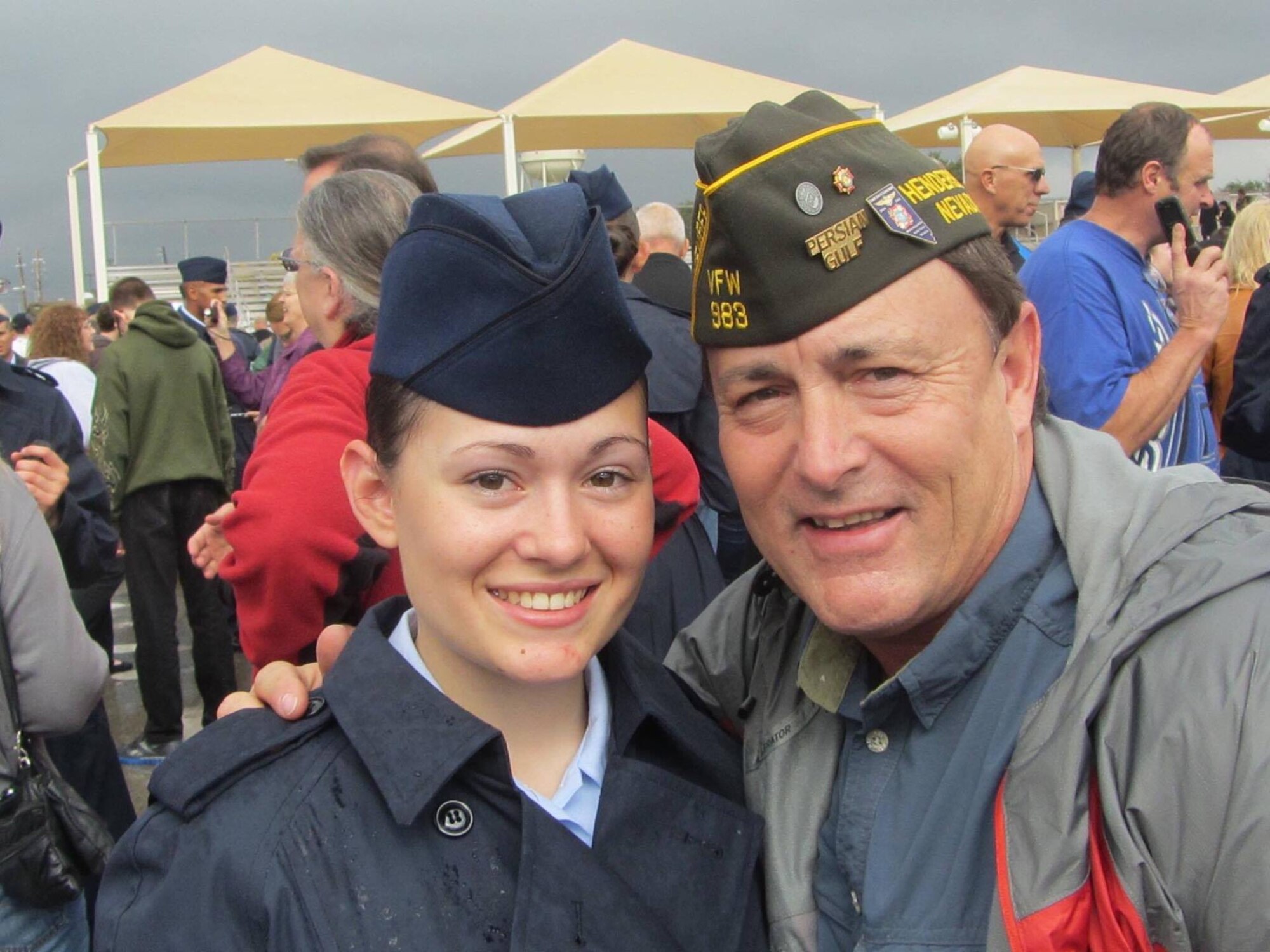 Williams and her father pose for a photo at her Air Force basic training graduation. (courtesy photo)