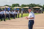 Air Force Chief of Staff Gen. David Goldfein addresses Airmen during a basic military training graduation June 16, 2017, at Joint Base San Antonio-Lackland. Goldfein toured various JBSA-Lackland facilities and met many 37th Training Wing Airmen during his two-day visit. Every enlisted Airmen begins their Air Force career at basic military training. JBSA-Lackland is often referred to as the "Gateway to the Air Force," graduating about 39,000 Airmen annually. BMT is one of the missions of the 37th Training Wing, the largest training wing in the United States Air Force. (U.S. Air Force photo by Johnny Saldivar)