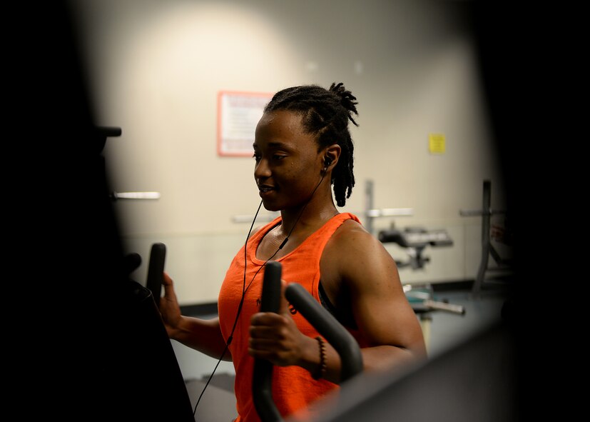 Staff Sgt. Juliana White, 14th Comptroller Squadron Financial
Manager, poses for a photo June 13, 2017, inside the Fitness Center on Columbus Air Force Base, Mississippi. Weight lifting has been a part of White’s life since she was a high school athlete. (U.S. Air Force photo by Airman 1st Class Keith Holcomb)

