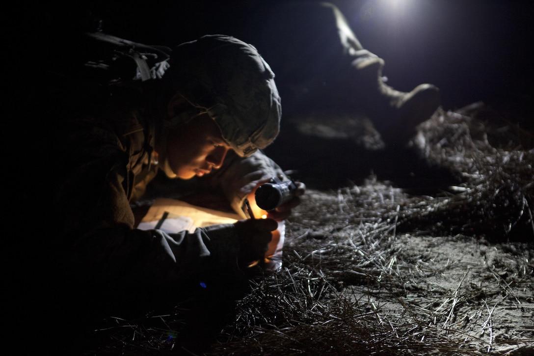 Warrior Spc. Kenny Ochoa a watercraft specailist representing the 79th Sustainment Support Command competing in the land navigation course during the 2017 U.S. Army Reserve Best Warrior Competition at Fort Bragg, N.C. June14. This year’s Best Warrior Competition will determine the top noncommissioned officer and junior enlisted Soldier who will represent the U.S. Army Reserve in the Department of the Army Best Warrior Competition later this year at Fort A.P. Hill, Va. (U.S. Army Reserve photo by Spc. Noel Williams) (Released)