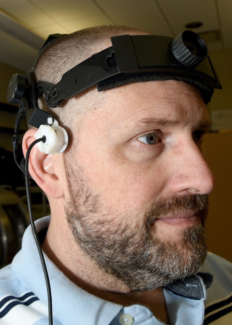 Jeffrey T. Howard, Ph.D., a general health scientist and epidemiologist at the U.S. Army Institute of Surgical Research and primary investigator at Joint Base San Antonio-Fort Sam Houston, uses a transcranial Doppler technology called the Neurovascular Complexity Index to evaluate a new algorithm that measures cerebral blood flow velocity.