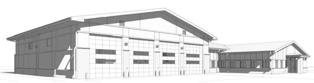 Pictured is a graphic representation of one of the largest project to break ground at Kingsley Field.  The new fire station is nearly double the square footage over the old station which is proportionate with the current flying mission. (Graphic illustration courtesy 173rd Civil Engineer Squadron)