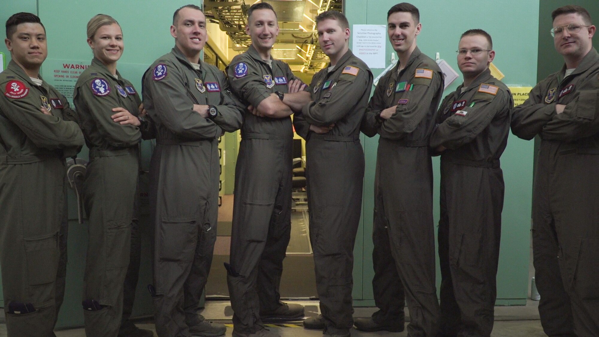 The 90th Operations Group Global Strike Challenge missileer team poses for a photo at F.E. Warren Air Force Base, Wyo., June 5, 2017. The competition puts the crews of two operators from each team on a final evaluation ride testing their capabilities and knowledge. Approximately 450 competitors take part in GSC competitions at various locations. Competition categories rigorously test security forces, missile, bomber, helicopter and maintenance communities. (U.S. Air Force photo by Lan Kim)