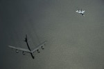 A Russian Su-27 Flanker intercepts a U.S. Air Force B-52H Stratofortress, while participating in Baltic Operations over the Baltic Sea, June 9, 2017. The exercise is designed to enhance flexibility and interoperability, to strengthen combined response capabilities, as well as demonstrate resolve among allied and partner nations forces to ensure stability in, and defend, the Baltic Sea region. Flight intercepts are regular occurrences, and the vast majority are conducted in a safe and professional manner. (U.S. Air Force photo/Staff Sgt. Jonathan Snyder)