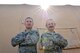 Tech. Sgt. Tyler Ostrowski, left, and Chief Master Sgt. Ted Ostrowski, Sr., stand outside of a tent at an undisclosed location in Southwest Asia, June 16, 2017. Ted and Tyler will spend Father's Day deployed with the 380th Air Expeditionary Wing in support of Combined Joint Task Force - Operation Inherent Resolve. (U.S. Air Force photo by Staff Sgt. Marjorie A. Bowlden)