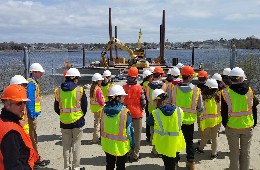 Students tour the New Bedford Harbor Superfund Site for the day as part of the three day Bioengineering Symposium, April 19, 2017.