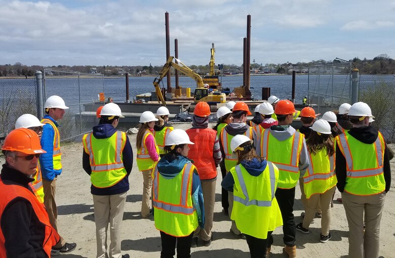 Students tour the New Bedford Harbor Superfund Site for the day as part of the three day Bioengineering Symposium, April 19, 2017.