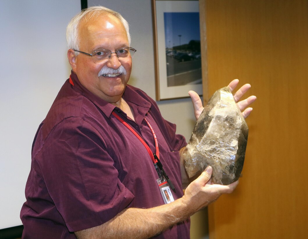 Paul Young talks about rocks and minerals during the Geology activity at the New England District's Take Your Daughters and Sons to Work Day, April 21, 2017