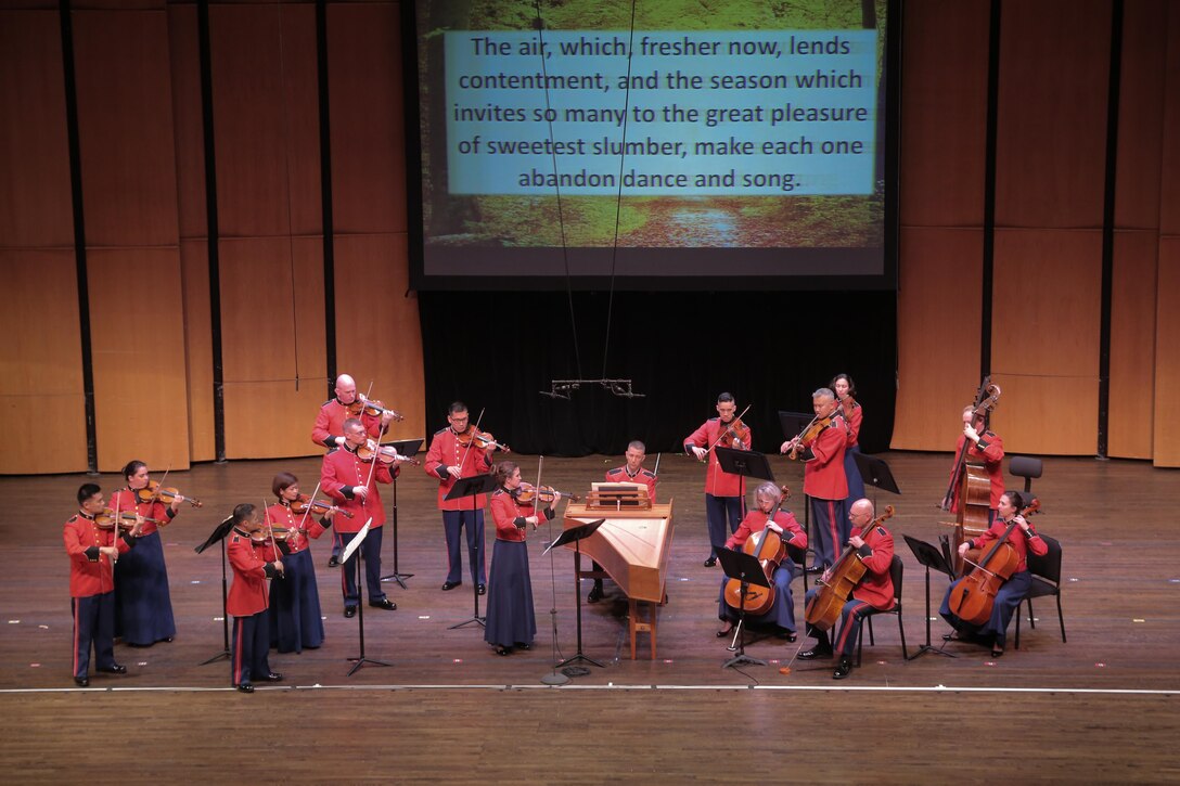 On June 17, 2017, the Marine Chamber Orchestra performed Antonio Vivaldi's The Four Seasons and Max Richter's The Four Seasons Recomposed at the Rachel M. Schlesinger Center and Concert Hall in Alexandria, Va. (U.S. Marine Corps photo by Master Sgt. Amanda Simmons/released)