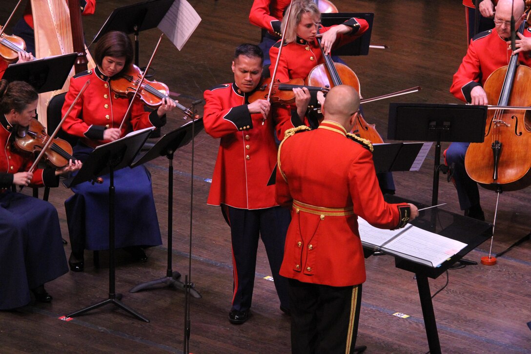 On June 17, 2017, the Marine Chamber Orchestra performed Antonio Vivaldi's The Four Seasons and Max Richter's The Four Seasons Recomposed at the Rachel M. Schlesinger Center and Concert Hall in Alexandria, Va. (U.S. Marine Corps photo by Master Sgt. Amanda Simmons/released)