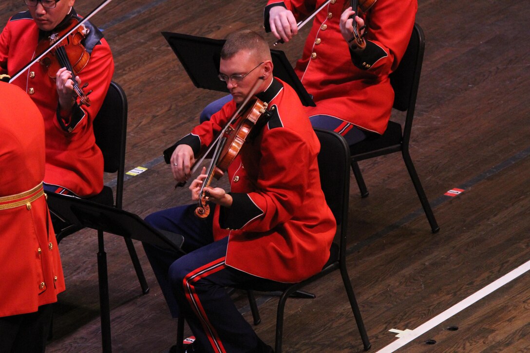 On June 17, 2017, the Marine Chamber Orchestra performed Antonio Vivaldi's The Four Seasons and Max Richter's The Four Seasons Recomposed at the Rachel M. Schlesinger Center and Concert Hall in Alexandria, Va. (U.S. Marine Corps photo by Master Sgt. Amanda Simmons/released)
