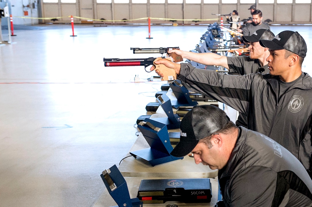 Veterans test their skills during U.S. Special Operations Command’s 2017 Department of Defense Warrior Games tryouts held at MacDill Air Force Base, Fla., Feb. 27, 2017. Navy photo by Petty Officer 2nd Class J. Michael Schwartz