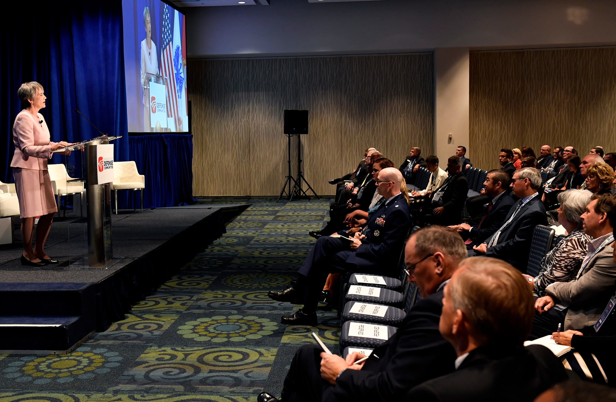 Secretary of the Air Force Heather Wilson speaks about the important role communities play in supporting the Air Fore mission at the 2017 Defense Communities National Summit, Washington, D.C., June 19, 2017. (U.S. Air Force photo/Wayne A. Clark)