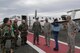 Base leadership welcomes Chief Master Sgt. of the Air Force Kaleth O. Wright and his wife, Tonya, June 8, 2017, at Yokota Air Base, Japan. Wright has been visiting Pacific Air Forces bases to interact with Airmen and get their feedback. 