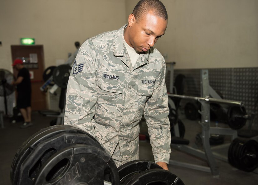 This week's Rock Solid Warrior is Staff Sgt. Andrew Williams, the Intramural Sports Director with the 386th Expeditionary Force Support Squadron, deployed from Homestead Air Reserve Base, Fla. The Rock Solid Warrior program is a way to recognize and spotlight the Airmen of the 386th Air Expeditionary Wing for their positive impact and commitment to the mission. (U.S. Air Force photo/Tech. Sgt. Jonathan Hehnly)