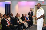 Director of Joint Force Development U.S. Navy VADM Kevin D. Scott speak during the DOD Juneteenth Observance ceremony in the Hall of Heroes, Pentagon, Arlington, Va., June 19, 2017.