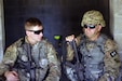 Sgt. Jonathan Anderson a Combat Engineer representing the 83rd U.S. Army Reserve Readiness Center, and Sgt. David Blalock a Cable Systems Installer-Maintainer representing the 75th Training Command, share a brief moment in the shade during Combat Skills Testing Lanes at the 2017 U.S. Army Reserve Best Warrior Competition at Fort Bragg, N.C. June 14. This year’s Best Warrior Competition will determine the top noncommissioned officer and junior enlisted Soldier who will represent the U.S. Army Reserve in the Department of the Army Best Warrior Competition later this year at Fort A.P. Hill, Va. (U.S. Army Reserve photo by Sgt. William A. Parsons) (Released)