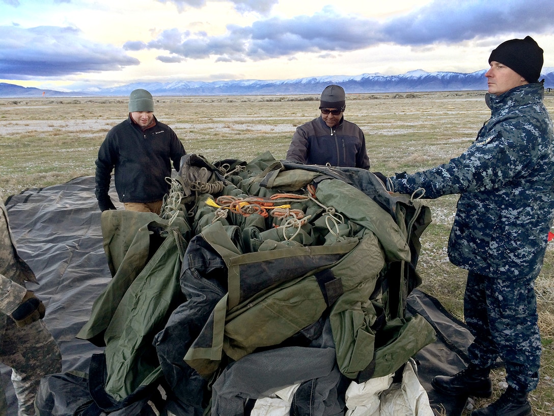 Black Team members Brandon Martin, Faisl Liban and Capt. Paul Haslam during Turbo Distribution Exercise 16-2, Sierra Army Depot, California.