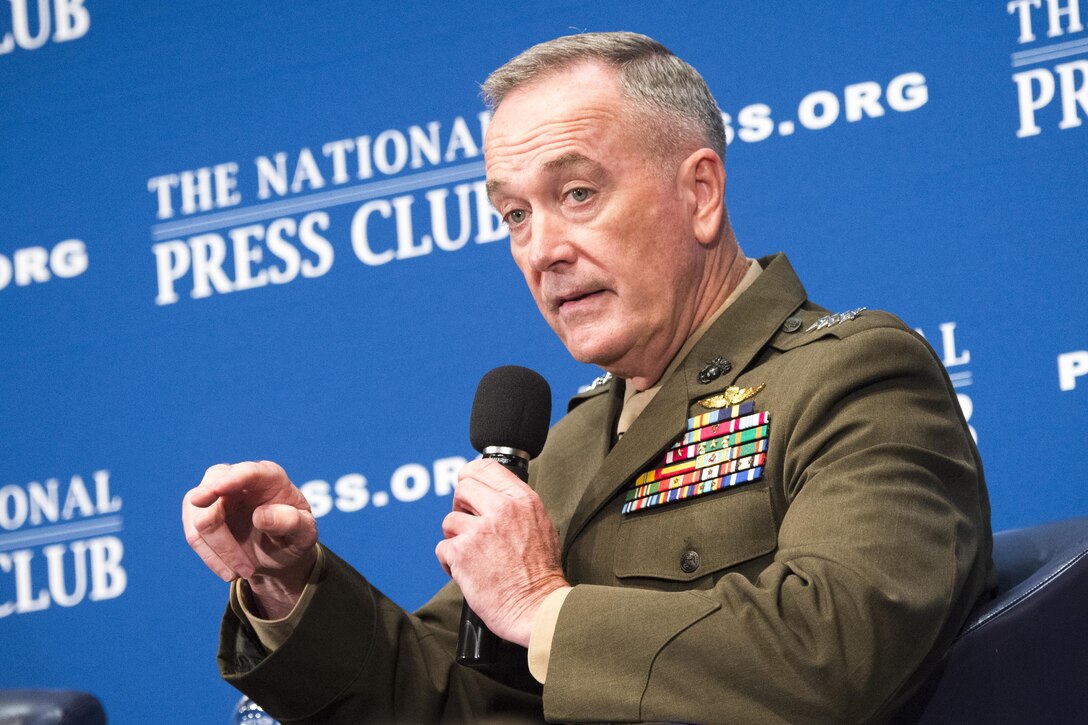 Marine Corps Gen. Joe Dunford, chairman of the Joint Chiefs of Staff, speaks at the National Press Club in Washington, D.C., June 19, 2017. DoD photo by Navy Petty Officer 2nd Class Dominique A. Pineiro