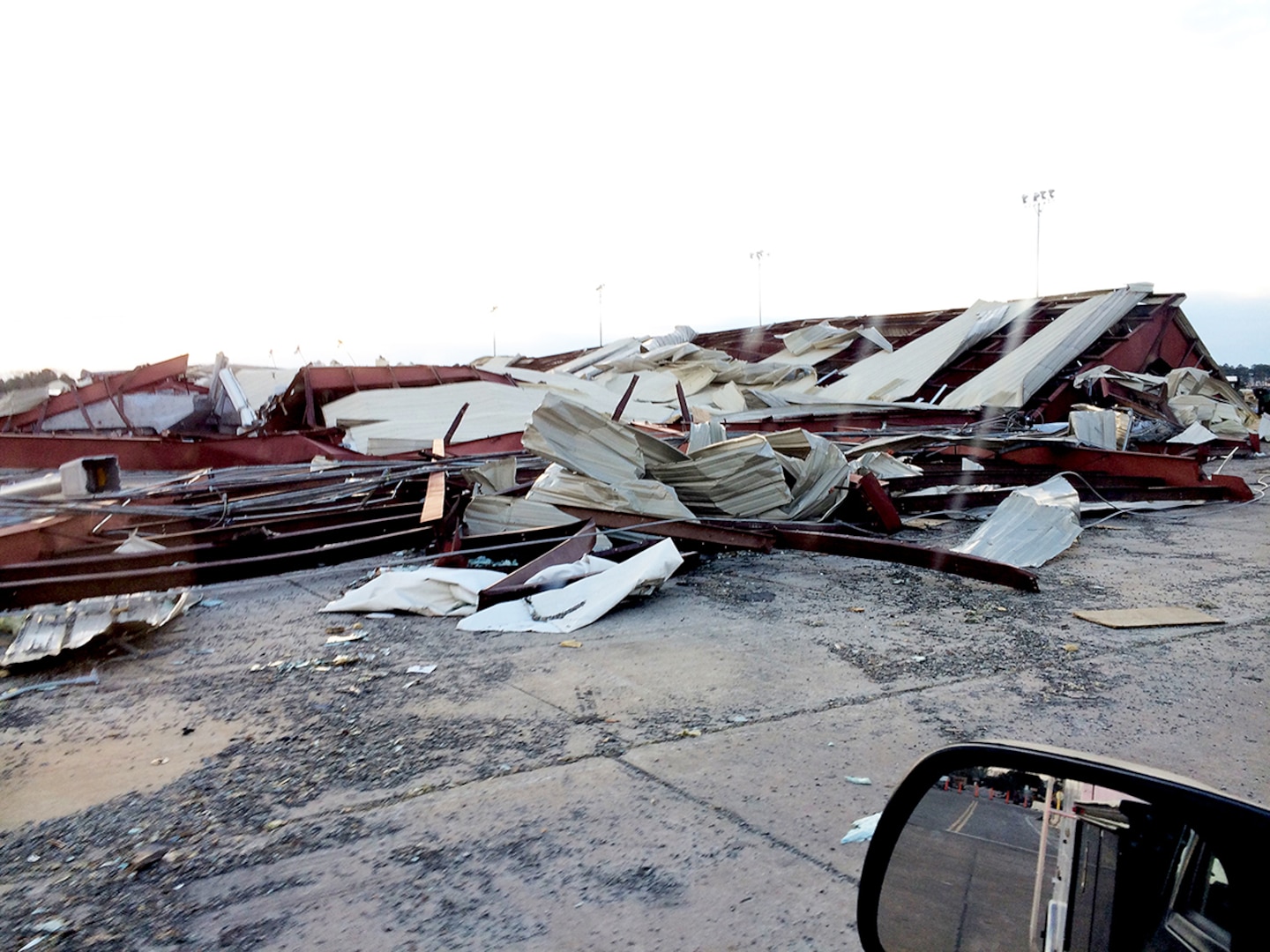 Storm damage to a warehouse on base at DLA Distribution, Albany, Georgia.
