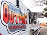 The Outpost Food Truck awaits Soldiers to test out the food menus at the Joint Culinary Center of Excellence Field Feeding Training Area, Fort Lee, Virginia.