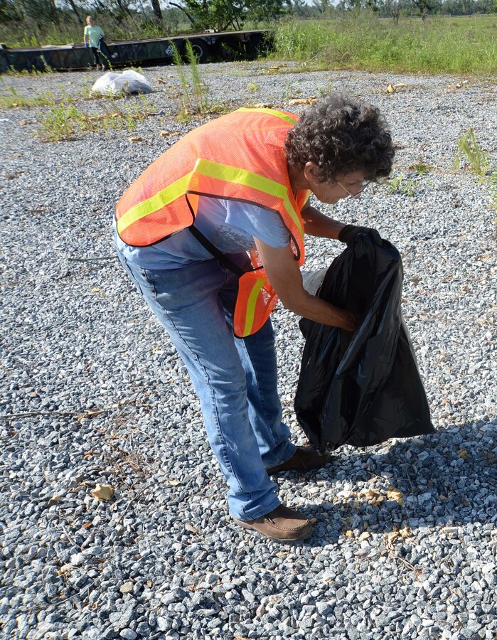 Personnel from the Environmental Branch, Marine Corps Logistics Base Albany, continue Earth Day cleanup efforts aboard the installation, recently. The team organizes weekly meetings to identify areas in need of debris removal. In the five weeks since the staff began the project, there has been roughly 10 tons of trash collected