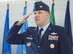 Col. David Abba, 53rd Wing commander, renders his first salute to the wing, during a change of command ceremony June 20 at Eglin Air Force Base, Fla.  Abba is a command pilot with more than 1,700 hours in the T-38A, F-15C, F-22A, E-3B/C, C-12F, C-17A. (U.S. Air Force photo/Ilka Cole)