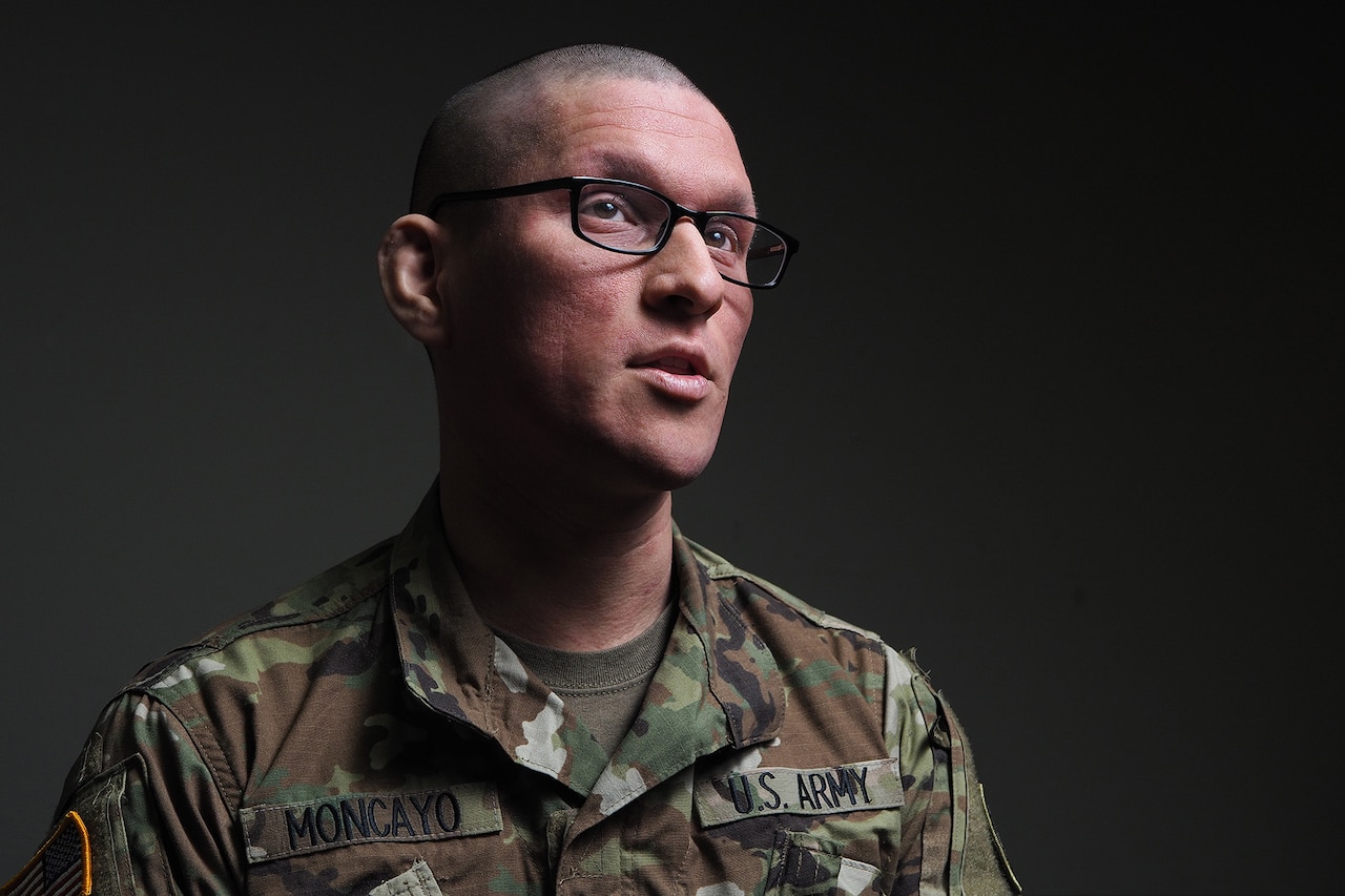 Army Sgt. Charles Moncayo, a native of Newport News, Va., assigned to the 9th Army Band, 17th Combat Sustainment Support Battalion, U.S. Army Alaska, talks about his passion for music at the 9th Army Band headquarters on Joint Base Elmendorf-Richardson, Alaska, May 3, 2017.  Moncayo has a musical family history including famous American songwriter James Cavanaugh best known for penning 20th century favorites such as “Christmas in Killarney”, “You’re Nobody till Somebody Loves You”, and “Mississippi Mud.”